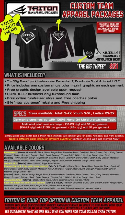 TEAM APPAREL PACKAGE / SPIRIT PACK GEAR   Big 3 Pack   Custom Screen 