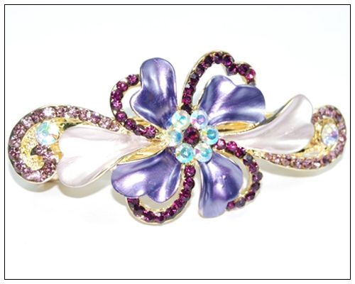 Swarovski Butterfly barrette Hair Claw Clip Purple  