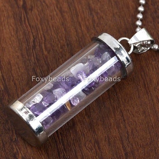 Sagittarius Amethyst Wishing Bottle Pendant Constellation Gemstones 