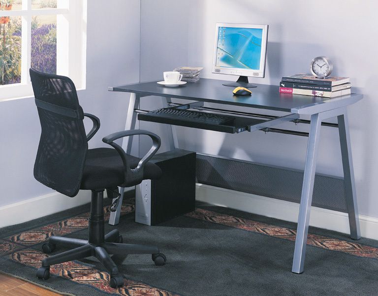 Glass & Metal Home Office Computer Workstation Desk / Table ~New 