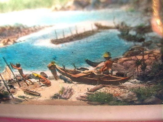 Vintage Magic Lantern Slides Pomo Indians Fishing  