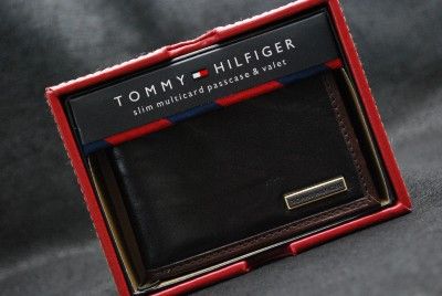 TOMMY HILFIGER MEN LEATHER SLIM BIFOLD PASSCASE WALLET  