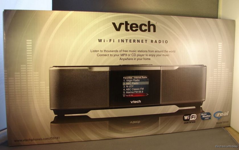 Vtech IS9181 Portable Wi Fi Internet Radio with Remote & AC Adapter 