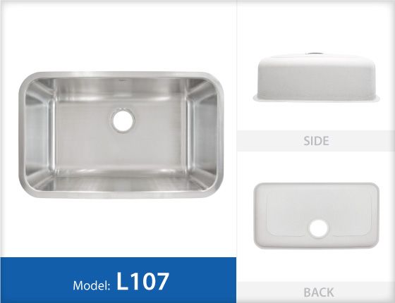 UNDERMOUNT Stainless Steel Single KITCHEN SINK   L107  