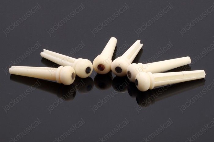 BONE BRIDGE PINS W/ Pearl Shell Dot For Acoustic Guitar M104