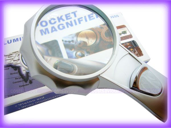 Illuminated 4X Magnifier Light Pocket Magnifying Glass  