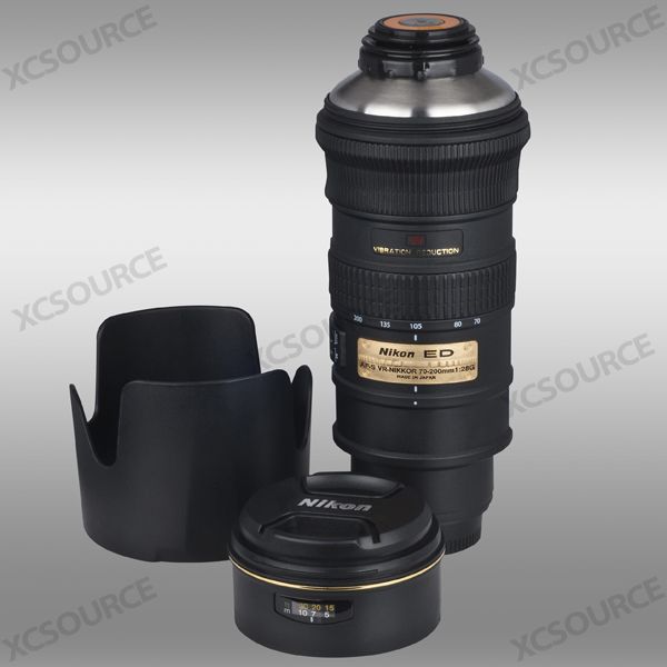 Nikon Camera Travel Lens Coffee Cup Flask AF S 70 200mm 2.8G VR 