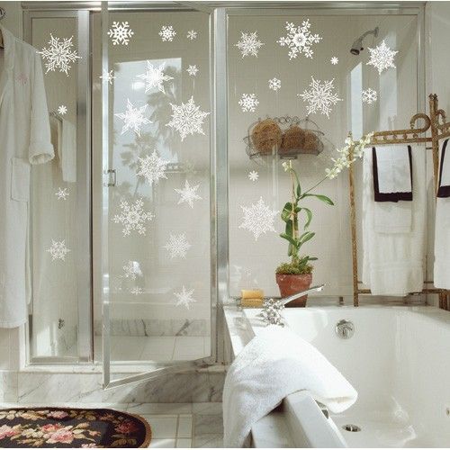 Snowflakes Pearl White Christmas Adhesive Removable Wall Decor Accents 