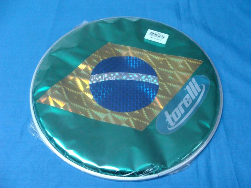   FLAG VINYL PANDEIRO HEAD FOR TAMBORINE PERCUSSION PELE BRASIL  