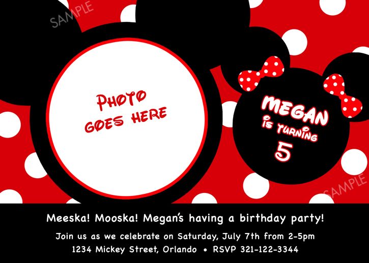 Mickey Mouse Invitation for Birthday Party  