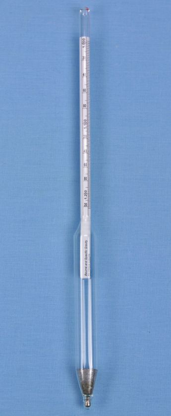Presented here is a dual scale specific gravity and baume hydrometer.