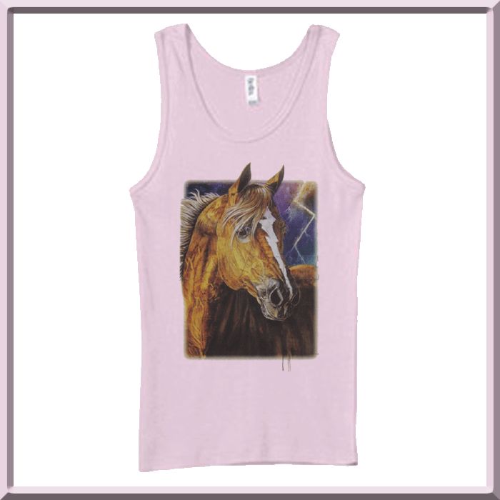 Lightning Strikes Brown Horse With Blaze WOMENS TANK TOPS S,M,L,XL,2X 