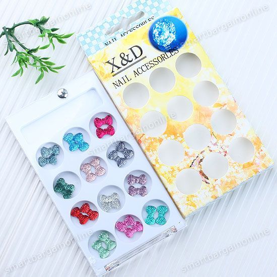   Bowknot Nail Art Acrylic Rhinestones Glitter Sticker Decoration  