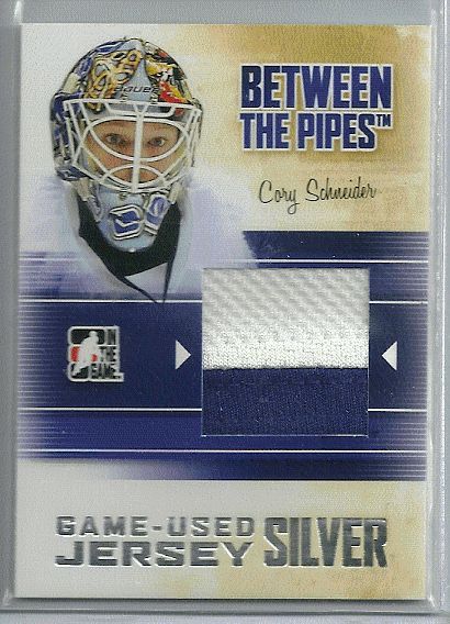 10/11 BTP GAME USED JERSEY SILVER CORY SCHNEIDER /30  