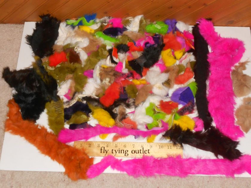 Lot # 51   Large lot Rabbit hide Hair pieces Fly Tying Materials 