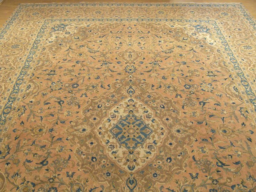  Handmade Muted Colors Antique Carpet Signed Persian Kashan Wool Rug 