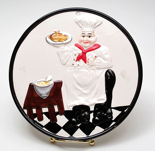 COLLECTIBLE KITCHEN FAT CHEF CERAMIC TRIVET  