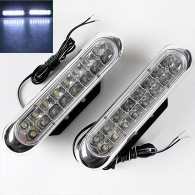 New 2 x Car Truck Universal Day Fog Aux 16 LED White Driving Light 