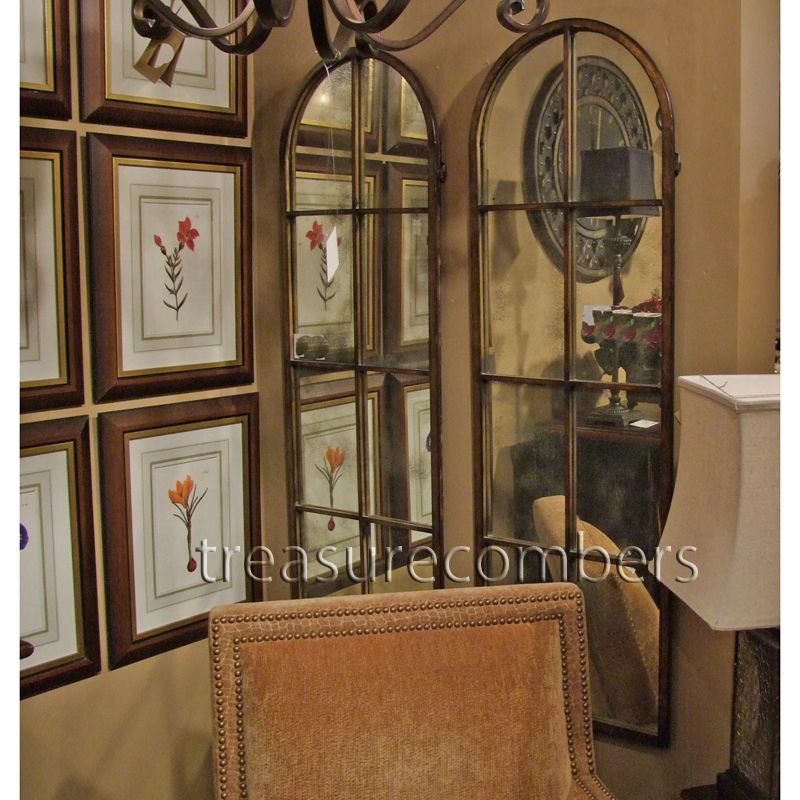 Large Floor Wall MIRROR Amiel Metal Arch Mantle TALL XL  