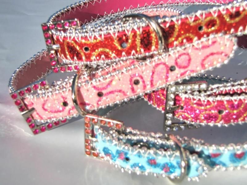 Sparkle Rhinestone Buckle Dog Collars RETRO 10 12 13 16  